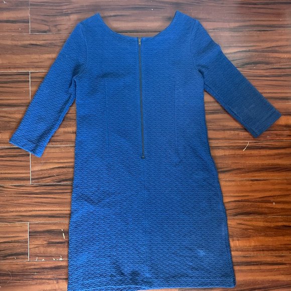 Royal Blue Lousa Textured Shift Dress - Ganni (Anthropologie) - Size S - Picture 3 of 6